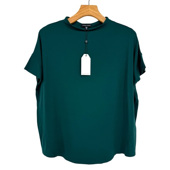 Universal Standard Petra Liquid Jersey Top Dolman High Neck Forest Green 3XS - Picture 3 of 14